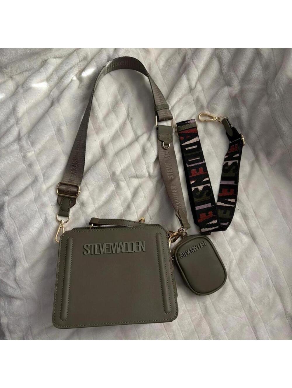 Olive green Steve Madden crossbody bag with two straps